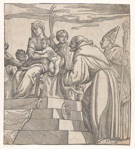 Doge Francesco Donato klečí před Marií a Kristem (pravá polovina) od Nicolò Boldrini (attributed to)