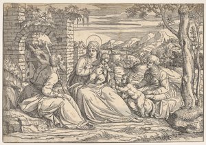 Svatá rodina se svatými Alžbětou a Janem, ca. 1550.