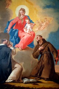 Národní galerie. Naše Růžencová se svatým Dominikem a svatým Františkem d