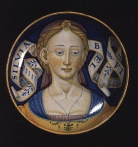 Majolikový pohár, ze série Belle donne, 1525 od Nicolò Pellipario