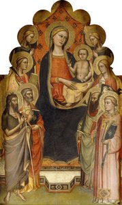 Madona s dítětem na trůnu se svatými Janem Křtitelem, Petrem, Marií Magdalénou, Pavlem a Štěpánem, mučednicí a anděly,