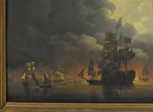 Anglo-nizozemská flotila pod vedením lorda Exmoutha a viceadmirála Jonkheera Theodoruse Frederika van Capellena vyřazuje alžírské pevnosti, 27. srpna 1816 Čtyři epizody během přítomnosti Anglo-nizozemské flotily v Alžírském zálivu, 26. až 27. srpna 1816