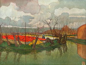 Tulipánová farma v Holandsku, c1898