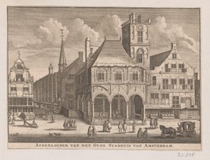 Pohled na starou radnici v Amsterdamu Obrázek staré radnice v Amsterdamu (název na objektu) od Nicolaas ten Hoorn