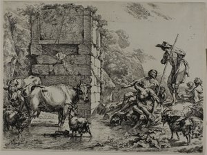 Pití krávy od Nicolaes Berchem