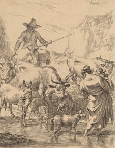 Stádo přes potok. od Nicolaes Berchem
