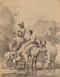 Pastýřka na oslu, 1655.