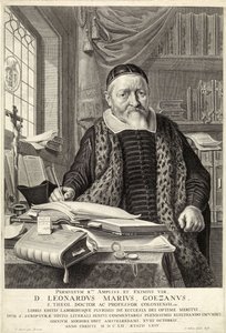 D. Leonardus Marius Goezanus, hospod. 1654 (rytina) od Nicolaes Cornelisz (c.1592 1655) Moeyaert