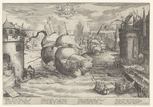 Taking Damiate and Overcoming the Chain, 1219 od Nicolaes Jansz. Clock