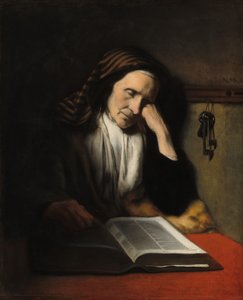 Stará žena dřímající nad knihou, c. 1655.