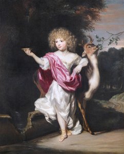 ""Portrait de petite fille avec une biche"" (Portrét dívky s jelenem) Peinture de Nicolaes Maes (1634-1693), - Olej na plátně Rozměr 58x49 cm Fondation Custodia od Nicolaes Maes