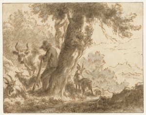 Pastýř a jeho dobytek u stromu od Nicolaes Pietersz Berchem (possibly)