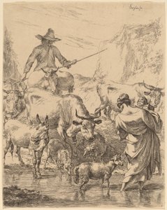 Stádo přes potok od Nicolaes Pietersz Berchem