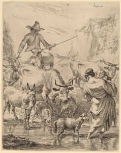 Stádo přes potok od Nicolaes Pietersz Berchem