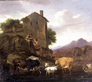 Pastevci s dobytkem a kozami od Nicolaes Pietersz. Berchem