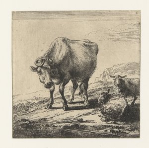 Kráva a dvě ovce Krávy (název série) od Nicolaes Pietersz Berchem