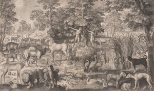 Adam a Eva v ráji, 1631., 1631. od Nicolaes de Bruyn