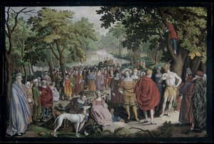 Kázání Jana Křtitele na břehu řeky Jordánu od Nicolaes de Bruyn