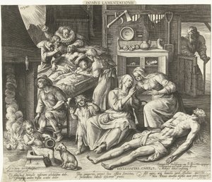 Dům plný smutku Domus Lamentationis (název na objektu) od Nicolaes de Bruyn