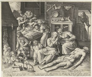 Dům plný smutku Domus lamentationis (název na objektu) od Nicolaes de Bruyn