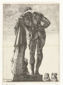 Hercules Farnese Hercules Victor (titul na předmětu) Tři antické sochy v Římě po Goltziovi (název série) od Nicolaes de Bruyn