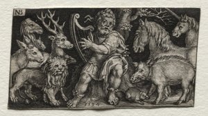 Orpheus okouzlující zvířata od Nicolaes de Bruyn