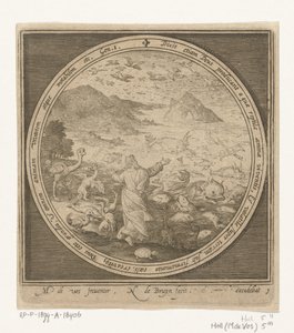 Pátý den stvoření: Bůh stvořil ryby a ptáky Od stvoření k vyhnání z ráje (název série) od Nicolaes de Bruyn