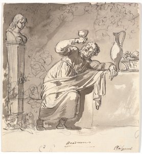 Anacreon, opřený o stůl se zdviženým pohárem od Nicolai Abildgaard