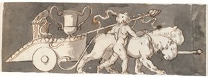 Vlys s chlapcem na voze Bacchus a Mars (nebo Pluto) tažený lvy od Nicolai Abildgaard