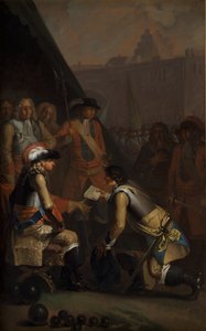 Magnus Stenbock v roce 1714 odevzdá pevnost Tønningen Frederiku IV. od Nicolai Abildgaard