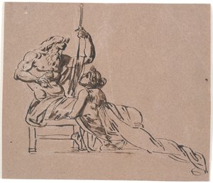 Thetis v prosbě obejme Diova kolena od Nicolai Abildgaard