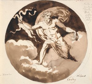 Čtvrtek. Jupiter s bleskem v pravé ruce od Nicolai Abildgaard