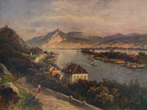 Rolandseck - ostrov Nonnenwerth a Siebeneberge, 1923.