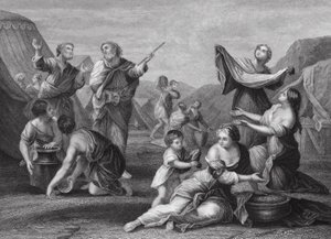 Pád many, Exodus, kap. 16, verš 14, 24 (rytina)