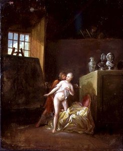 Umělec a jeho model v ateliéru od Nicolas (attr. to) Levreince