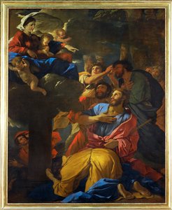 Apparition de la Vierge a Saint Jaques le Majeur - zjevení Panny Marie svatému Jakubovi staršímu;1629-1630 ... od Nicolas (attr.to) Poussin