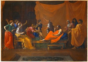 Moise enfant foulant aux pieds la couronne de Pharaon - Kojenec Mojžíš rozšlapal faraonovu korunu... od Nicolas (attr.to) Poussin