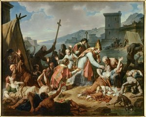 Devouement monsignora de Belsunce během moru v roce 1720 v Marseille. Obraz Nicolase Monsiau (1754-1837)