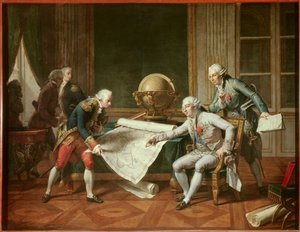 Francouzský král Ludvík XVI. (1754-1793) dává pokyny kapitánu Jean-Francois Galaupovi, hraběti z La Perouse (Jean Francois Laperouse