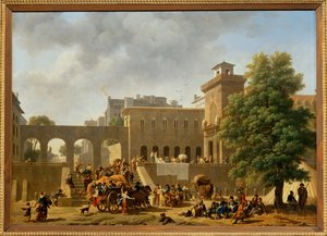 Exteriér vojenské nemocnice, známé také jako "Francouzi v Itálii", Salon 1804 ... od Nicolas Antoine Taunay