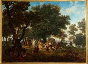 ""Lovecká skupina francouzského krále Henriho IV. (1553-1610) a jeho suita"" (Henri IV And His Suite Hunting) Malba Nicolase Antoine Taunaye (1755-1830) od Nicolas Antoine Taunay