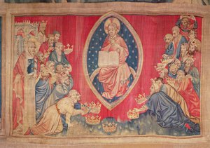 Čtyřiadvacet starců se sklání před Bohem, z tapiserie Apokalypsa v Angers, 1373-87 (tapiserie) od Nicolas Bataille