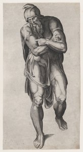 Josef z Arimatie, podle Michelangelovy fresky Ukřižování v Cappella Paolina, V..., 1540-66. od Nicolas Beatrizet