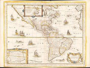 Mapa Ameriky - opravená a zvětšená, nad všechny ostatní cy před. LOC 2008622045 od Nicolas Berey