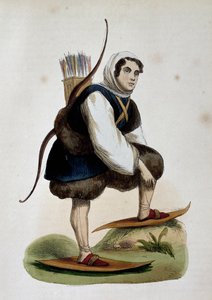 Samoiede, obyvatel Sibiře, kolorovaná rytina z Asijského cla, Nicolas Dally (1792-1862), Rusko