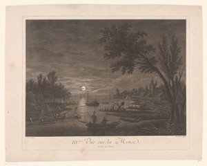 Noční pohled na Maas s rybáři III.ème Vue sur la Meuse. (název na objektu) od Nicolas Dufour