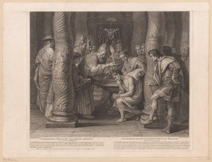 Křest císaře Konstantina papežem Silvestrem I Constantinus baptismo solemniter initiatus / Constantin reçoit solemnelllement le baptème (titul na předmětu) Historie císaře Konstantina Velikého (název série)