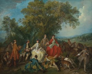 Piknik po lovu, pravděpodobně c. 17351740. od Nicolas Lancret