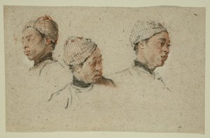 Tři studie hlavy černocha v turbanu od Nicolas Lancret