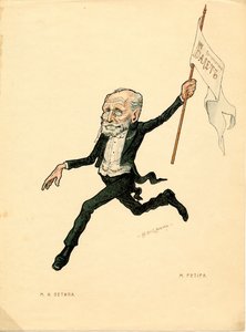 Portrét Mariuse Petipy (1818-1910) francouzský tanečník a choreograf - Litografie Nikolaje Gustavoviče Legata (1869-1937), vytažená z Ballet russe en caricatures